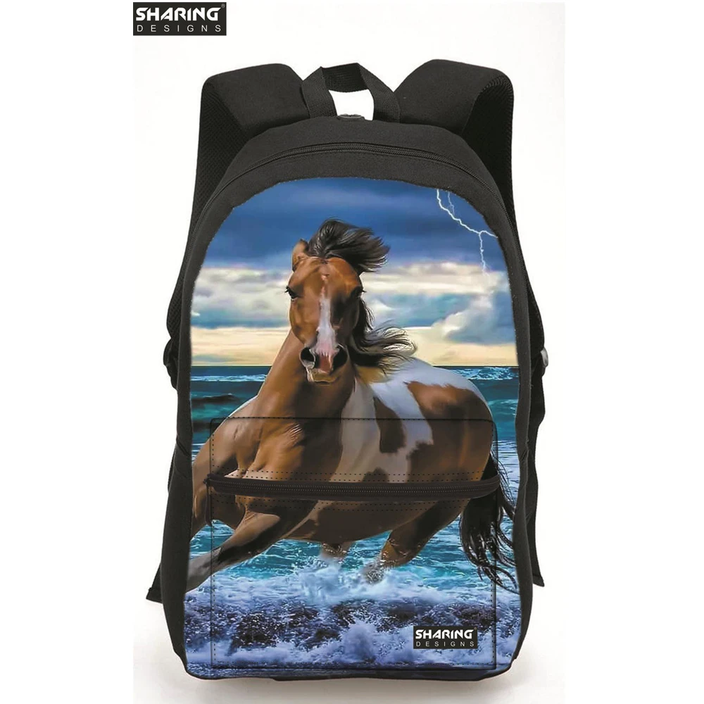 Детские школьные сумки с животными рюкзак принтом лошади для мужчин и женщин