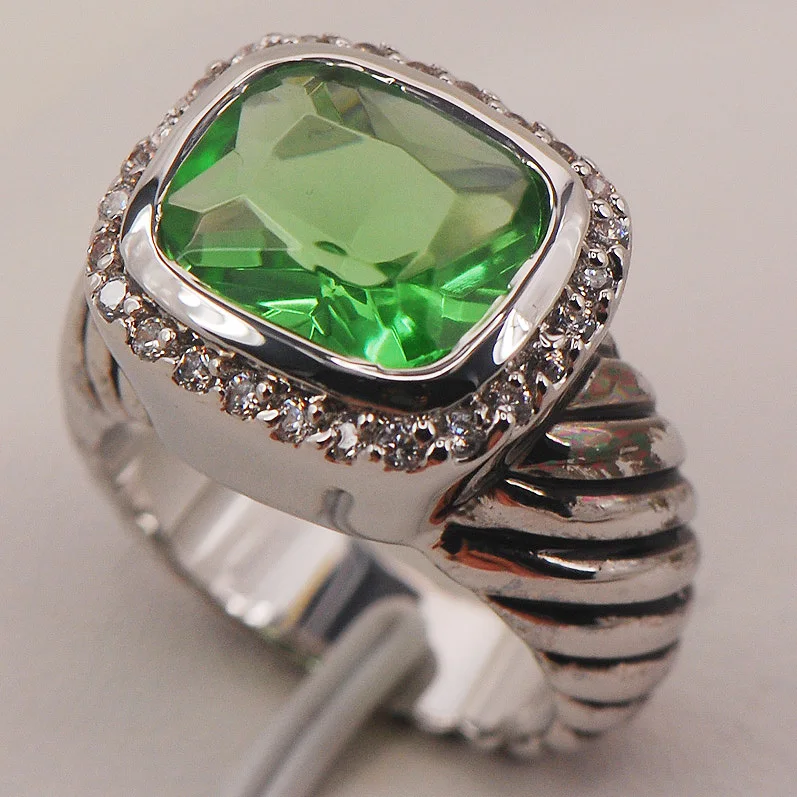 

Модное кольцо Peridot из стерлингового серебра 925 пробы, Размер 6 7 8 9 10 F647, оптовая продажа модных ювелирных изделий, бесплатная доставка