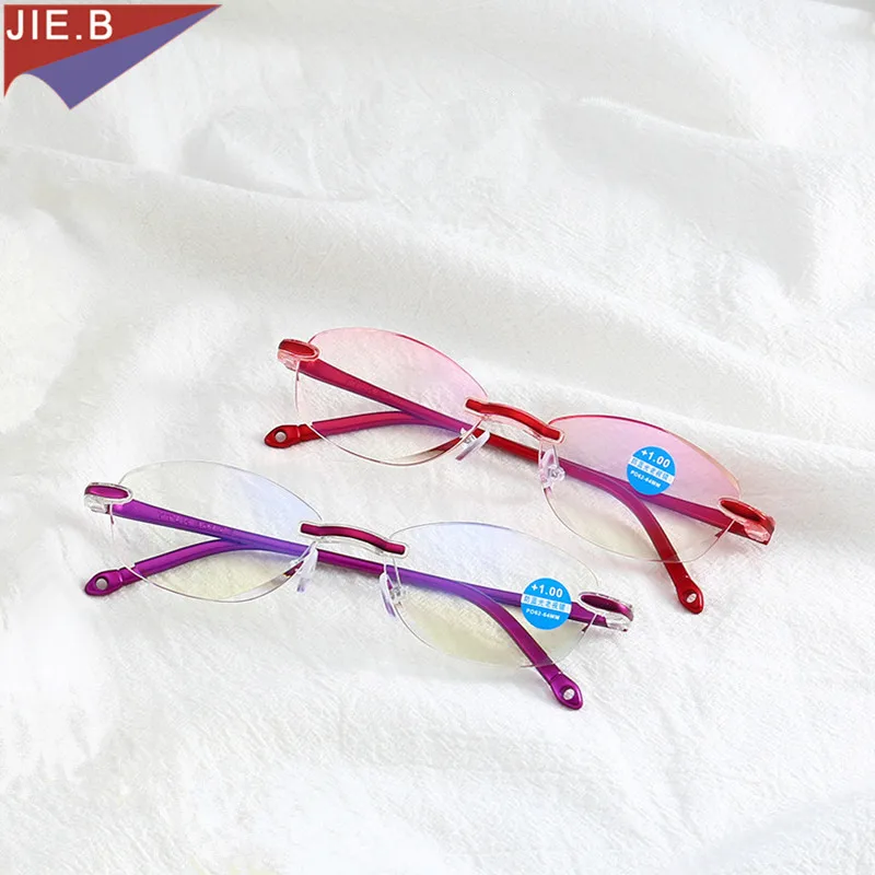 2018 роскошные очки для чтения женские со стразами без оправы высокие прозрачные