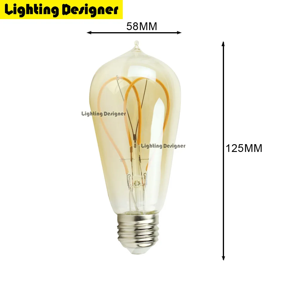 ST58 наконечник Эдисон светодиодный 4 Вт любовь классическое винтажное освещение