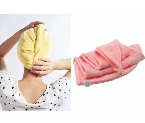

Quick Dry Microfiber Towel Hair Drying Turban Wrap Hat Candy Color Cap Spa Bathing Hot New Fashion Caps