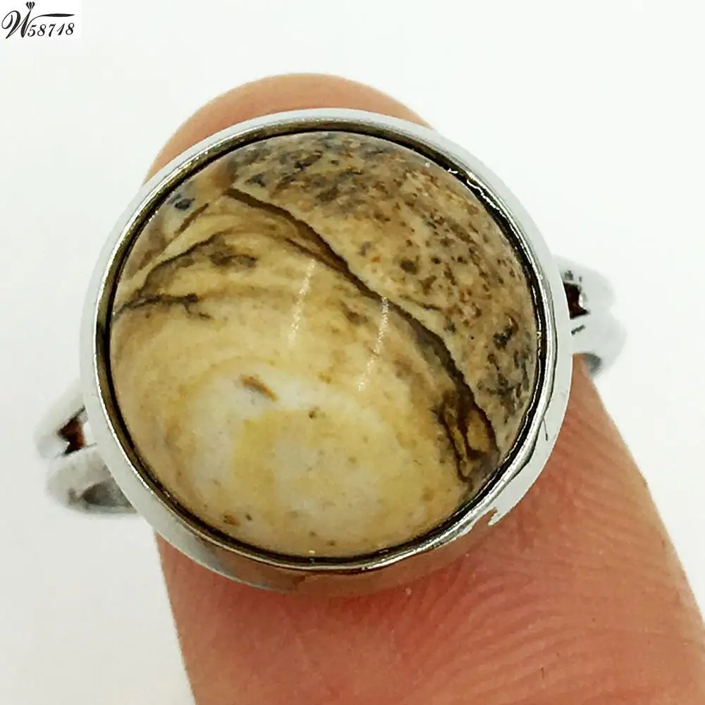 Picture Jaspe C7231 Кристальный лазурит тигровый глаз авантюрин Howlite Sodalite Goldstone Opal Jaspe синяя Песочная бусина кольцо 6,5~ 1" US Adjust WFH588 - Цвет основного камня: Picture Jaspe C7231