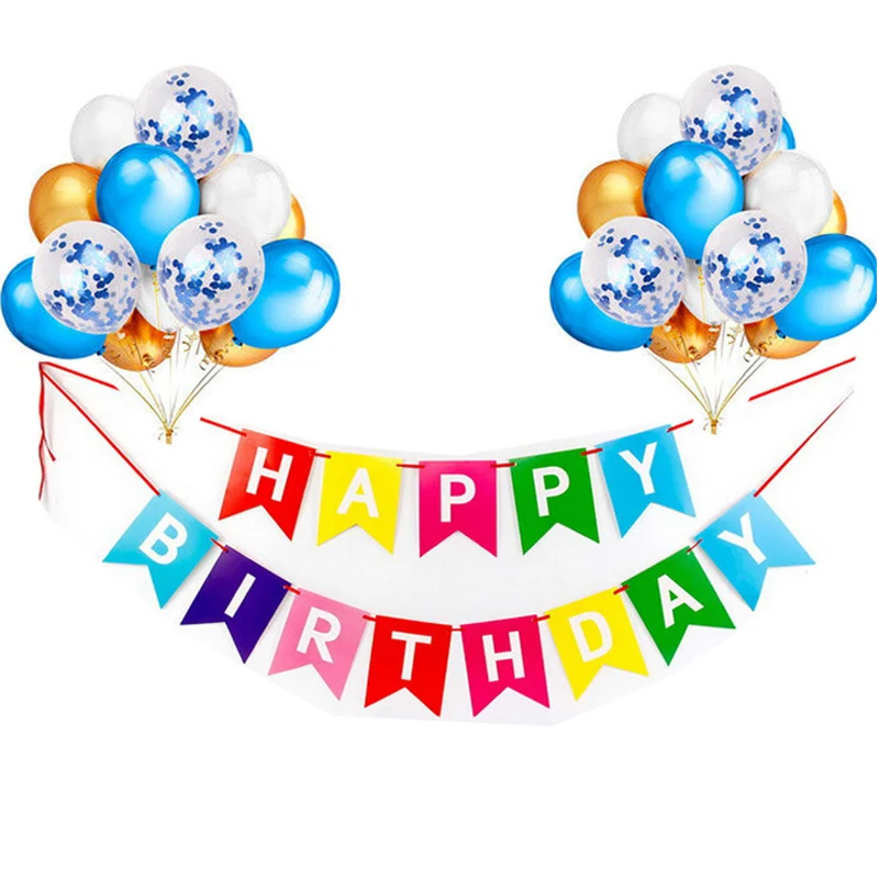 12inch Latex Confetti Balloons Happy Birthday Flags Adult Children's Party Decoration | Дом и сад