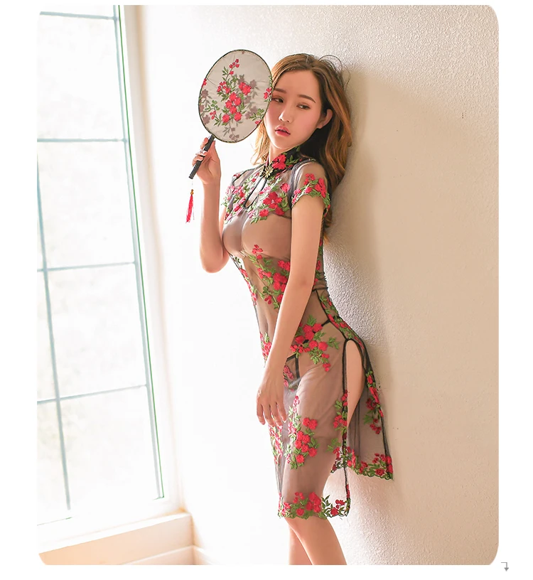 Женское сексуальное нижнее белье, прозрачные классические вышитые cheongsam, привлекательные сексуальные пижамы для взрослых