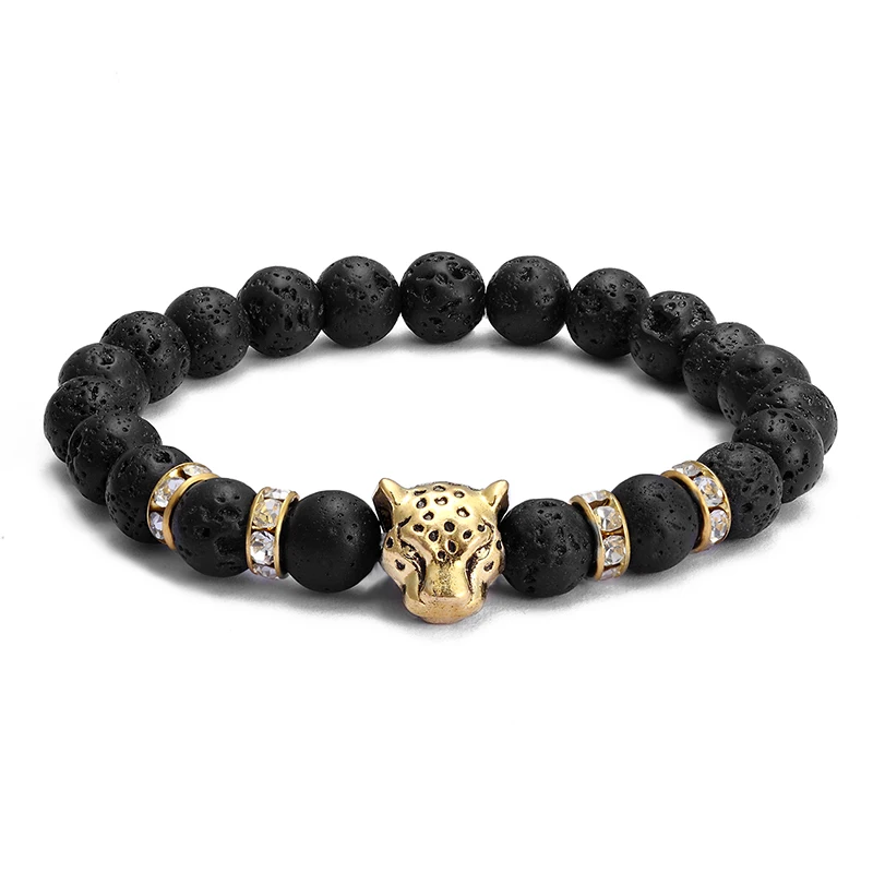 Мужской браслет LIVVY регулируемый из натурального камня 8 мм с бусинами и