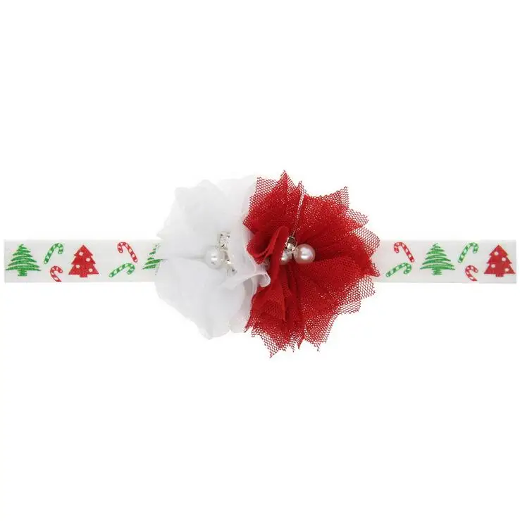 

100 шт. Потертый шифон цветы повязка Xmas Candy christmad дерево напечатаны оголовье Рождественский подарок