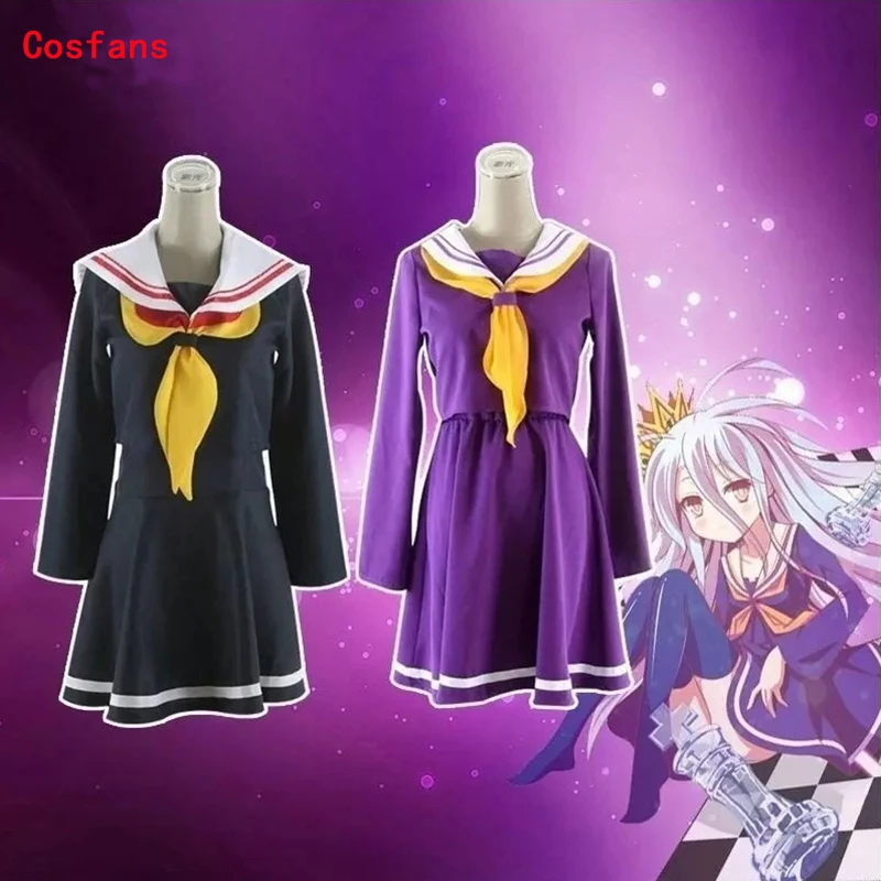 

Anime New No game no life cosplay Shiro costume halloween women clothes carival dress wigs sailor suit Japanese school uniform
