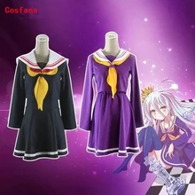 Anime New No game no life cosplay Shiro costume halloween women clothes carival dress wigs sailor suit Japanese school uniform
