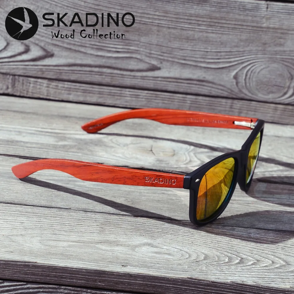 SKADINO UV400 поляризованные красные розовые деревянные солнцезащитные очки модные