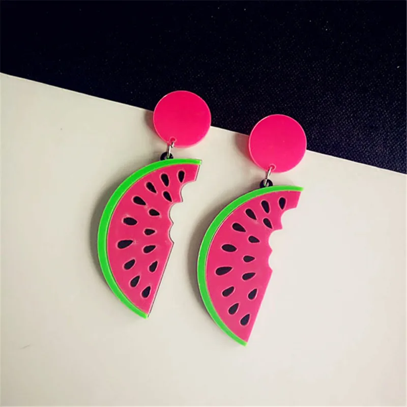 Wukaka Fashion Cool Watermelon Pendant Earrings Exaggerated Personality Earring For Women Party Gifts earrings Jewelry | Украшения и