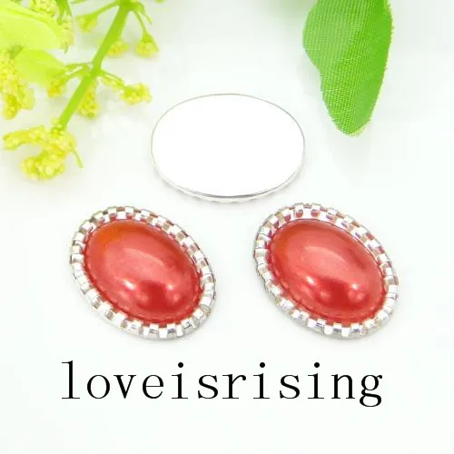 5 цветов 40 шт. разноцветные жемчужные плоские задней овальные свадебные