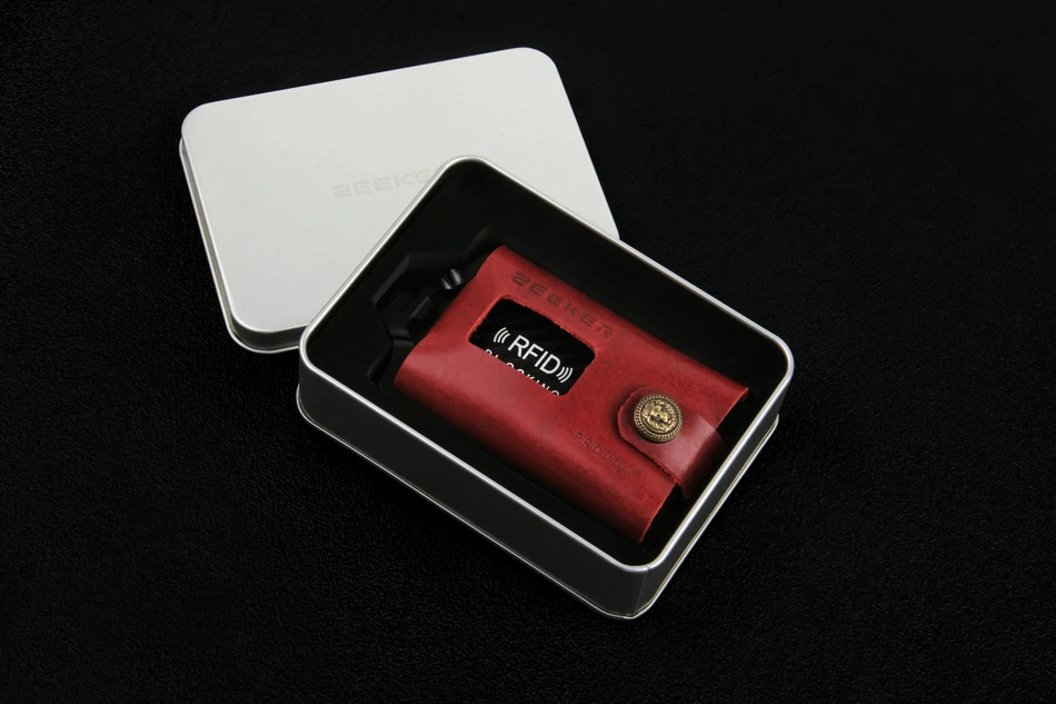 ZEEKER Металл Rfid Блокировка Карты ID держатель кредитных карт кошельки Кожаный минималистичный кошелек передний карман кошелек-хаки