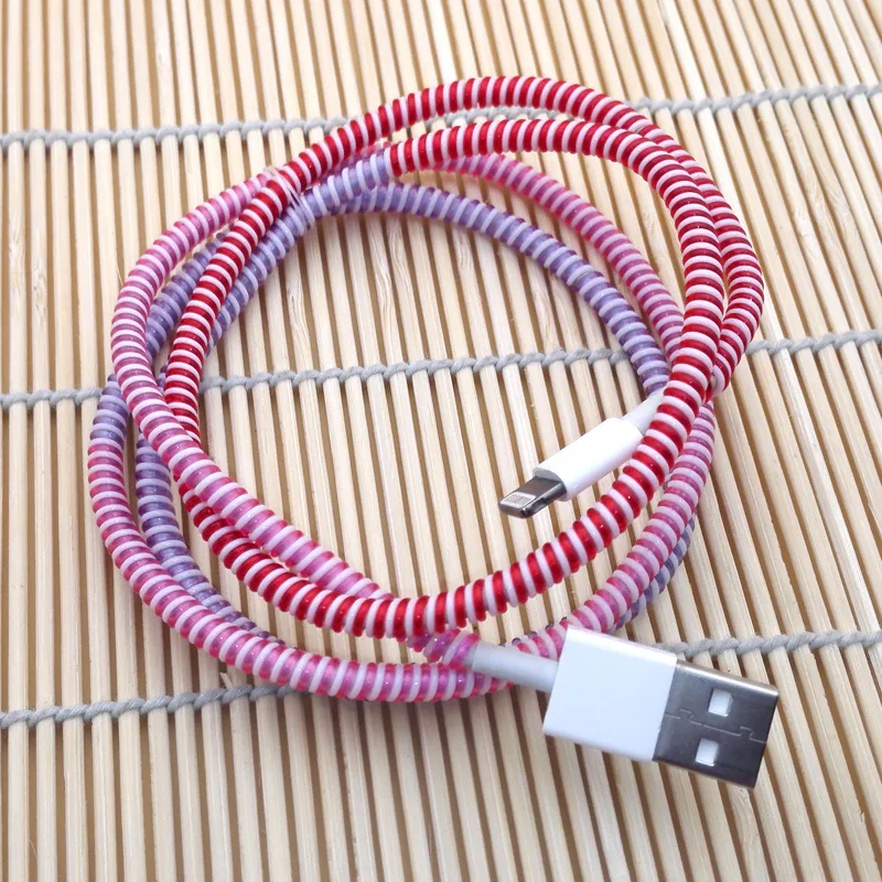 Новинка 30 шт./лот три цвета 1 4 м тпу спиральный USB кабель для зарядки протектор