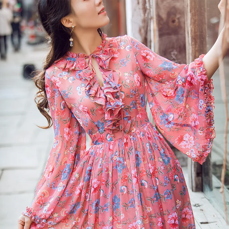 2019 Винтаж Этническая Boho большие качели для женщин длинное платье повседневное