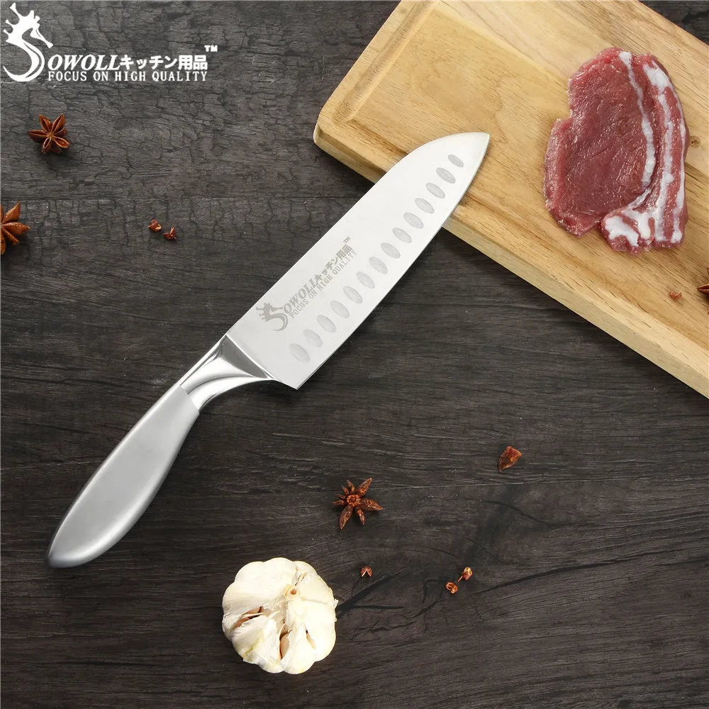 Sowoll 7 ''кухонный нож сантоку острые лезвия из нержавеющей стали удобная ручка в