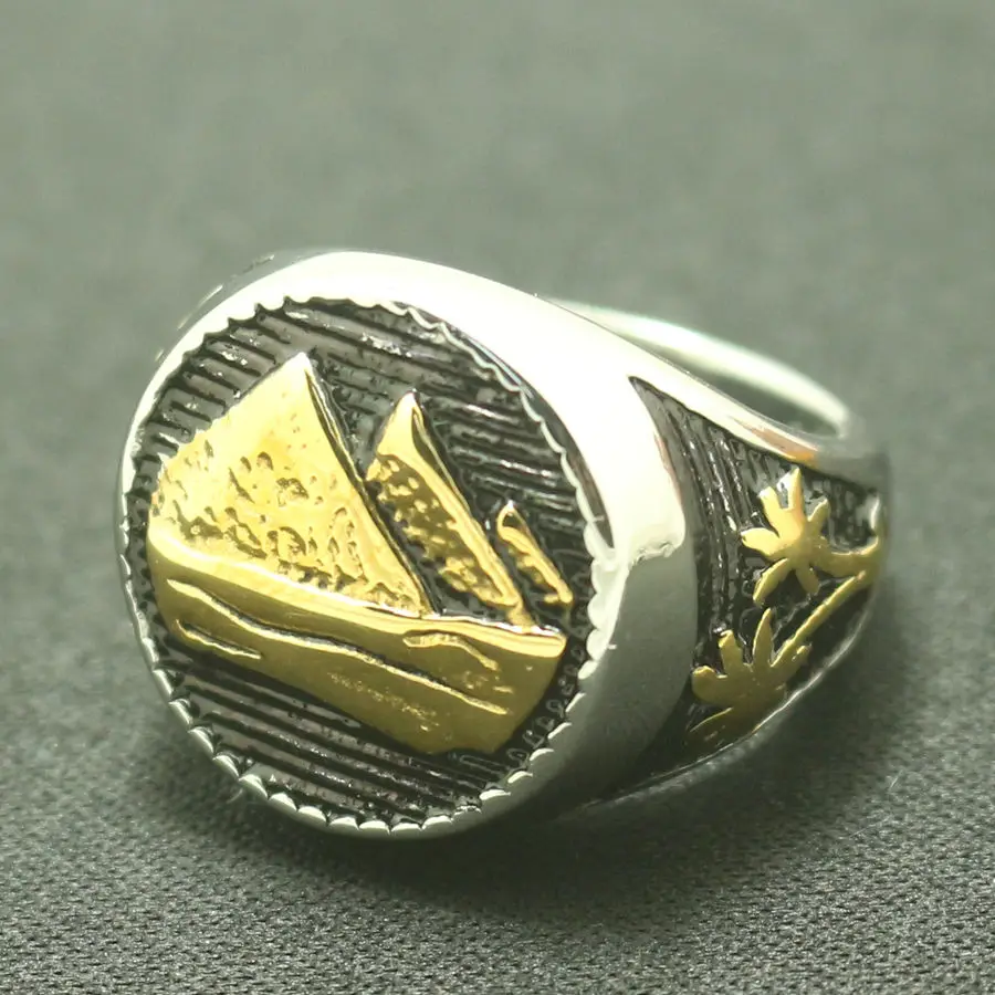 316L Stainless Steel Simple Sailboat Coconut Tree Round Ring Free Shipping | Украшения и аксессуары