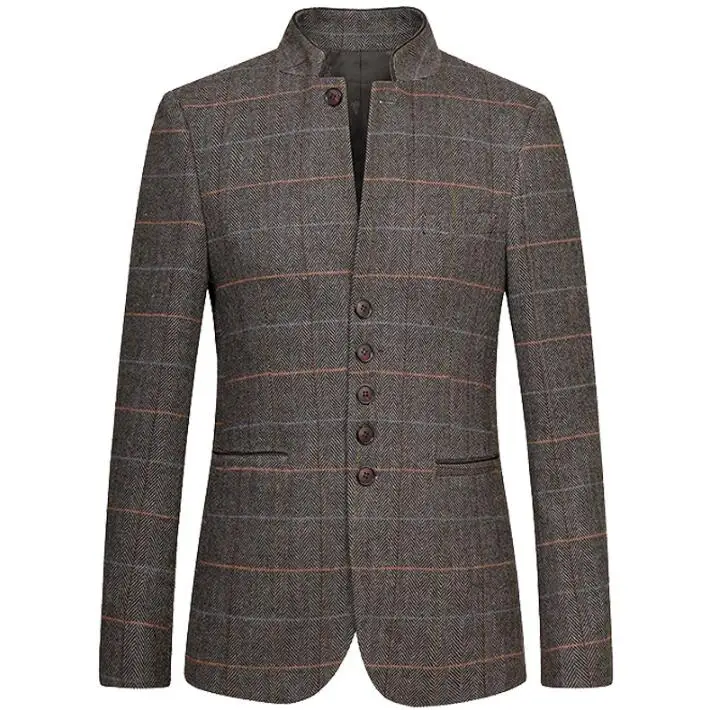 

Slim fit blazer men chinese tunic suit jacket male new design suits man fashion blazers vintage chinese style business casual 1