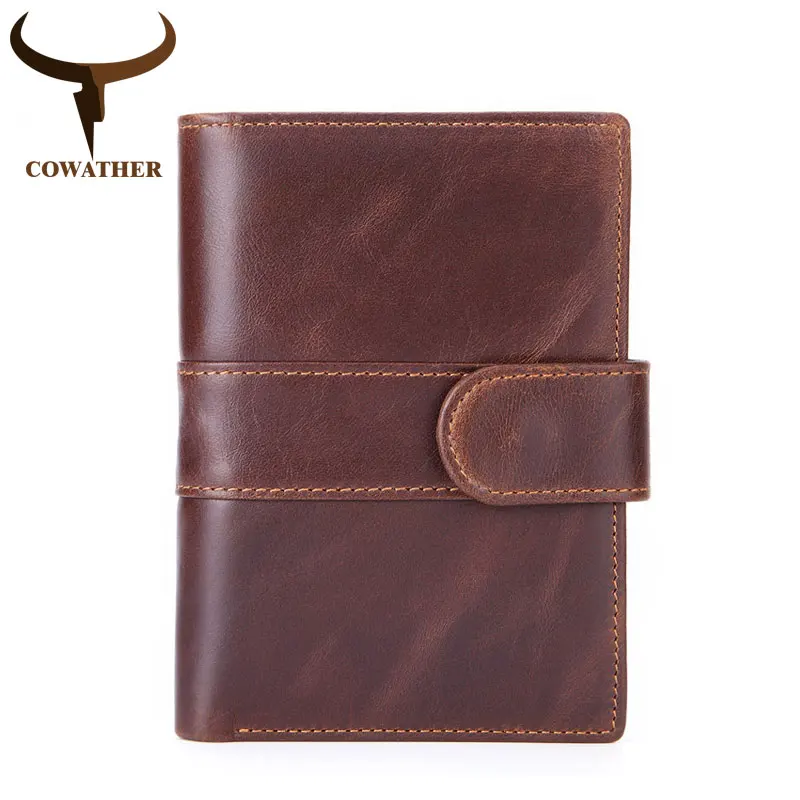 COWATHER 100% top cow genuine leather men wallets 2019 new design wallet high quality oil wax male puse M9119 free shipping | Багаж и