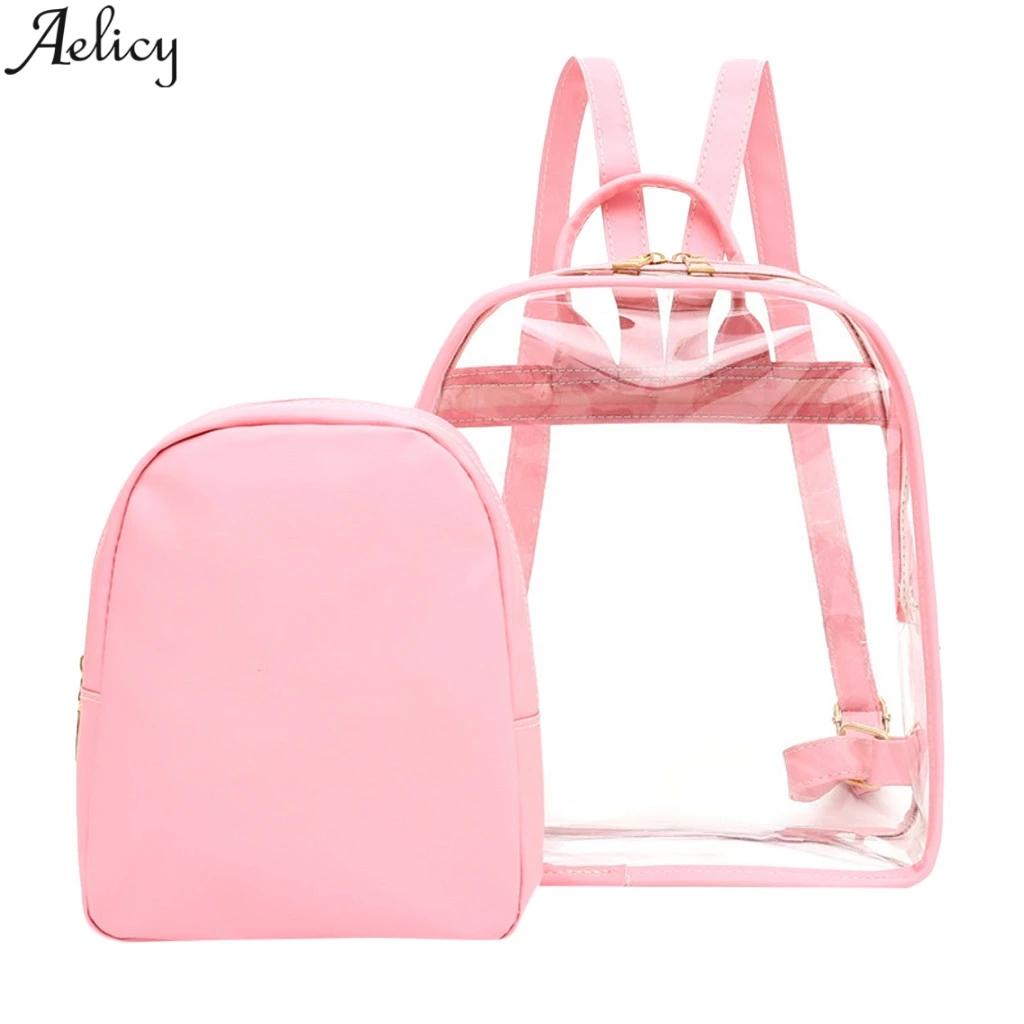 Aelicy новый прозрачный рюкзак женский 2 шт ПВХ Pu Сумка твердая маленькая сумка на