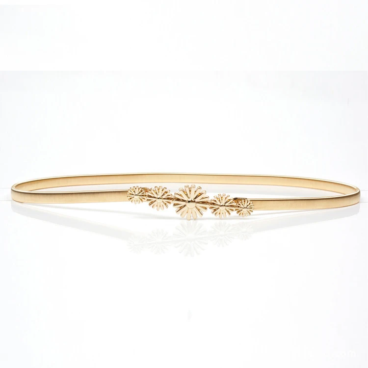 

Women Punk Full Metal Mirror Skinny Waist Belt 2019 Metallic Gold Plate 3cm Wide Chains Lady Ceinture Sashes for Dresses Rt21