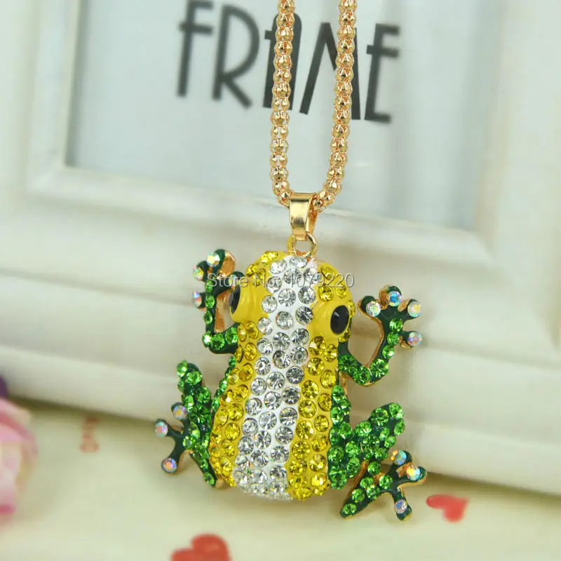 HU Frog ожерелье с свитером ювелирные изделия кристалл для женщин длинное Подвески