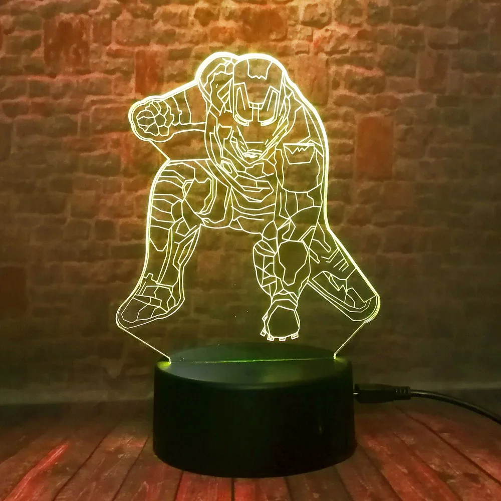 Marvel Hero железный человек 3D фигурка ночник светодиодная лампа для видения 7 видов