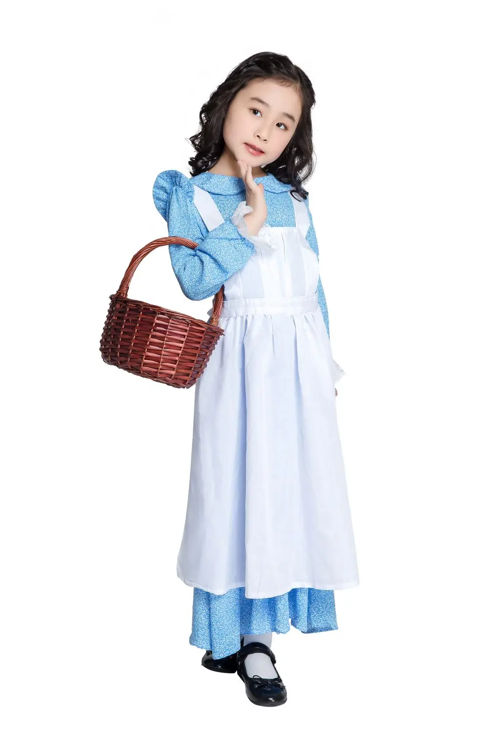 Новый детский костюм для девочек на Хэллоуин с синим рисунком Alice in Wonderland детей