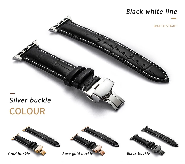 Кожаный ремешок для Apple watch band 4/3 42 мм 38 мм Iwatch band 44 мм 40 мм браслет из натуральной кожи часы с пряжкой в виде бабочки