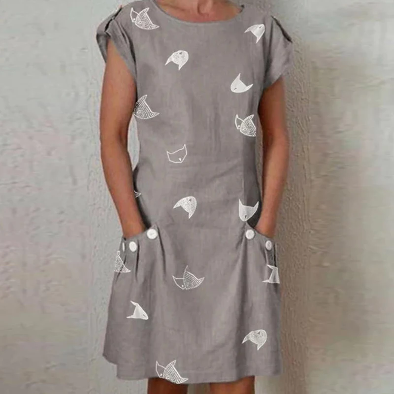 Новинка 2019 женское платье с коротким рукавом и круглым вырезом модное плюс