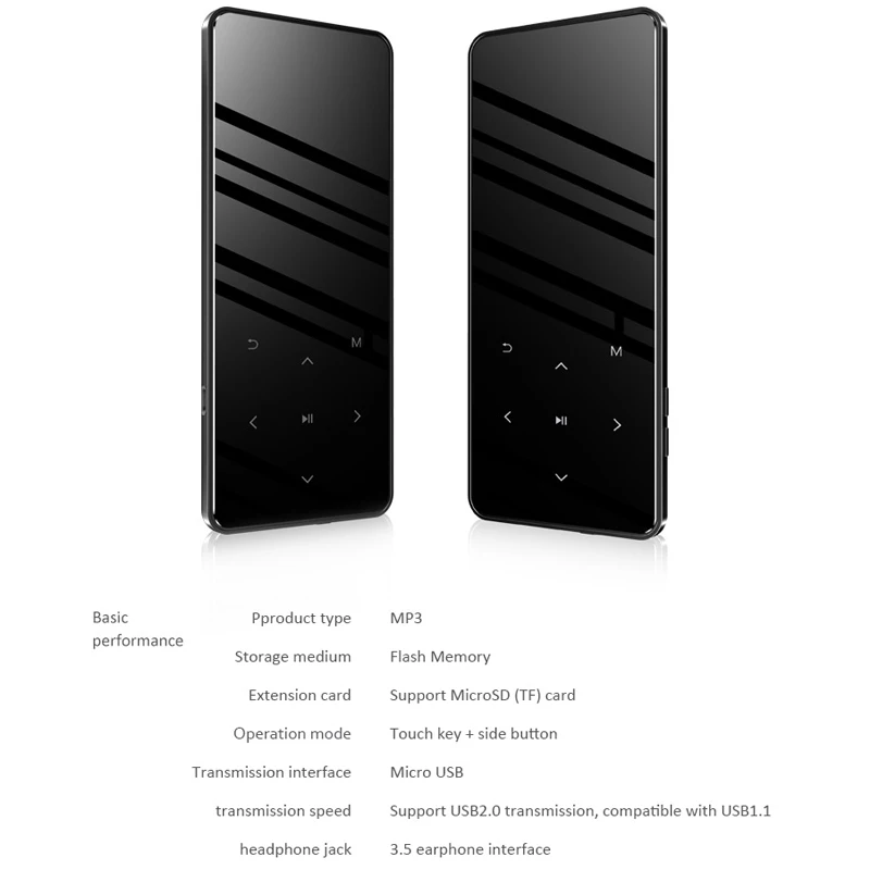 Bluetooth 4 2 сенсорный экран MP3 плеер встроенный 16G HIFI Lossess портативный тонкий mp3 с