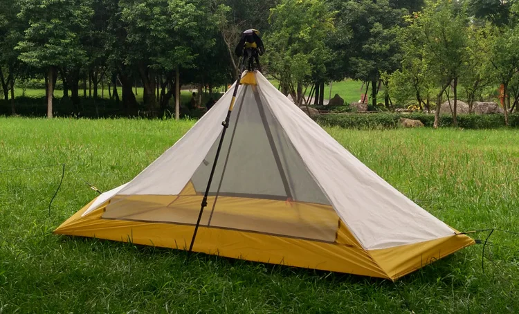 

Ultralight 1 Person 410G Camping inner Tent Outdoor 20D Nylon Both Sides Silicon Coating Rodless Pyramid outdoor zelt inner Tent