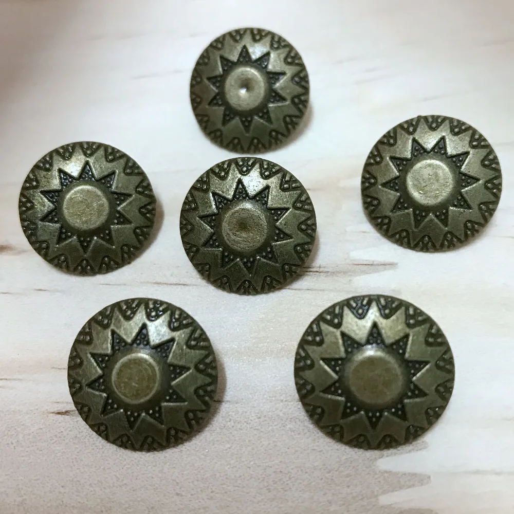 

DIY 50PCS 16MM Bronze Round Sun StudS Rivet Punk Sunshine Spike Shoes Belt Bag Accessories Leather Craft Shipping Free