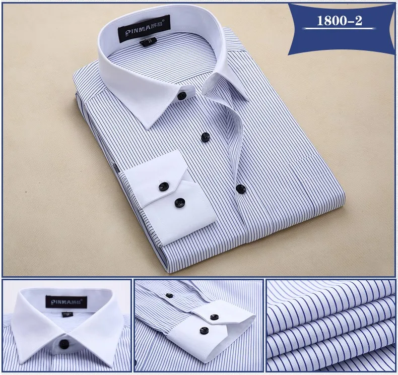 Качество плюс размер 8xl slim fit с длинным рукавом в полоску пэчворк белый воротник не гладить легкий уход мужские рубашки