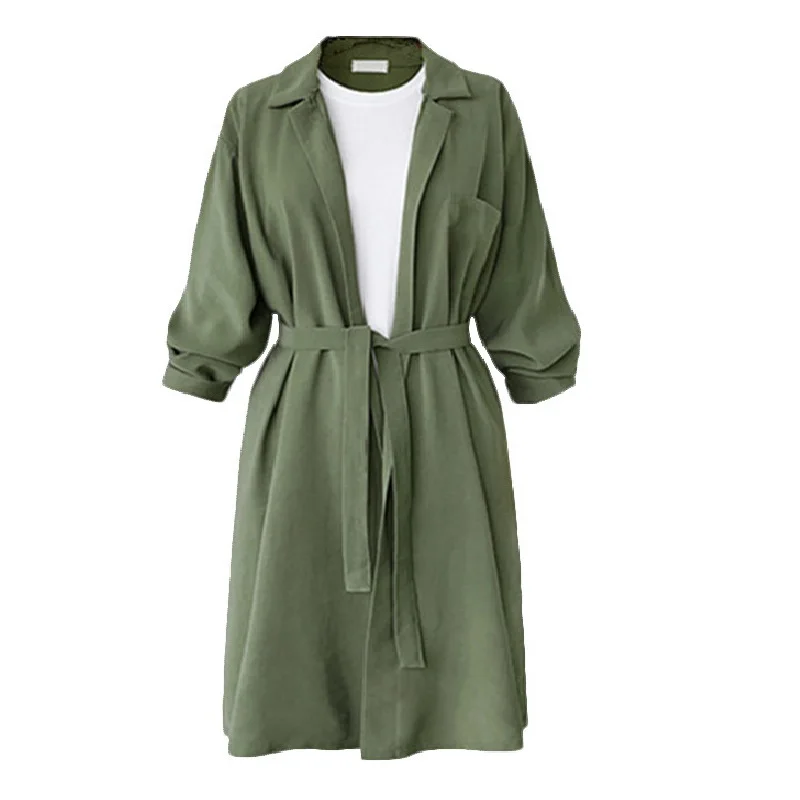 Новинка Осенний стильный женский тренчкот повседневный облегающий однотонный