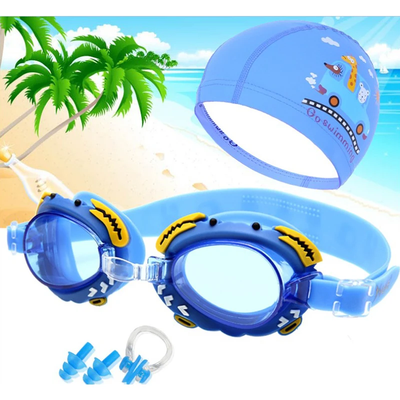 Комплект детских плавательных очков водонепроницаемые противотуманные с