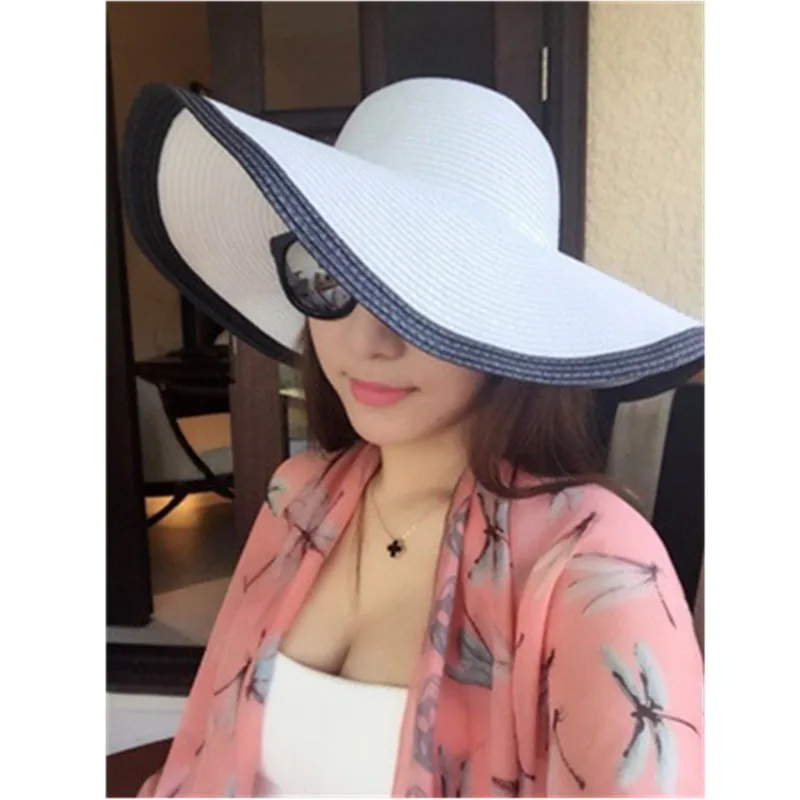 Шляпа женская Соломенная Складная с мягкими полями модная пляжная Панама
