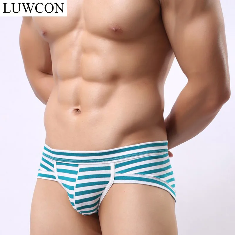 LUWCON Brand 4 шт./лот хлопковое Мужское нижнее белье трусы полосатые удобные мужские