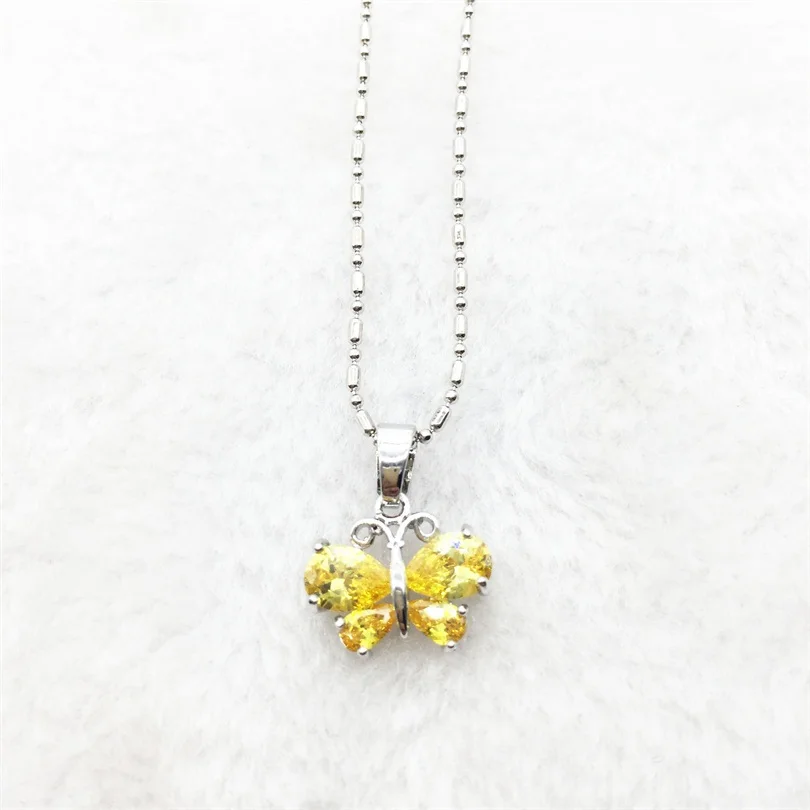 Набор ювелирных изделий в виде бабочки золотого и желтого цвета сережки кулон из