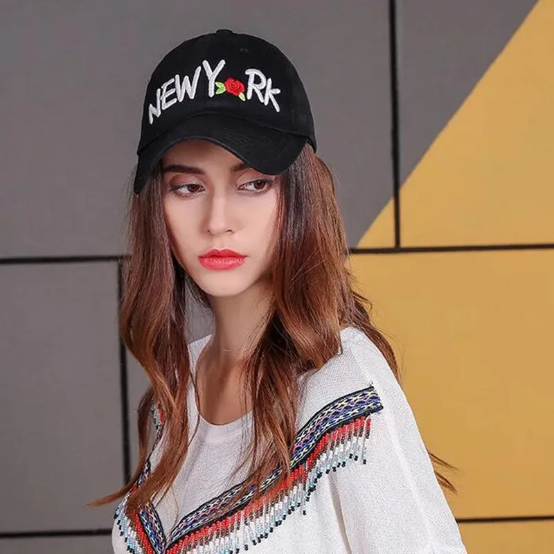 Новая мода новинка Довольно леди Нью Йорк Письма Rose Бейсбол Кепки Snapback хип хоп