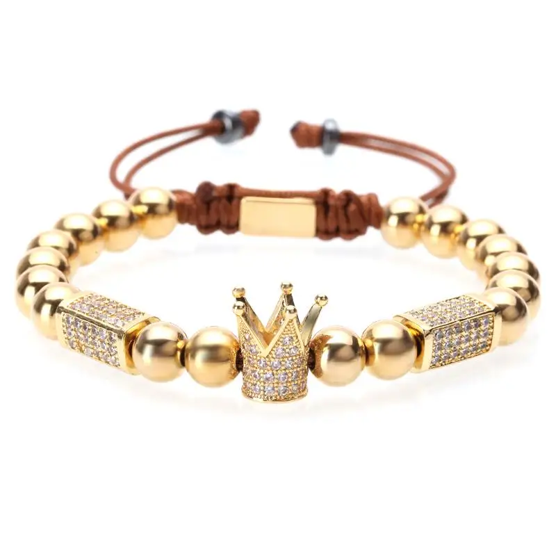 Браслет mcllroy для мужчин/женщин/Люкс/титановые Стальные Бусины/корона/Медь cz