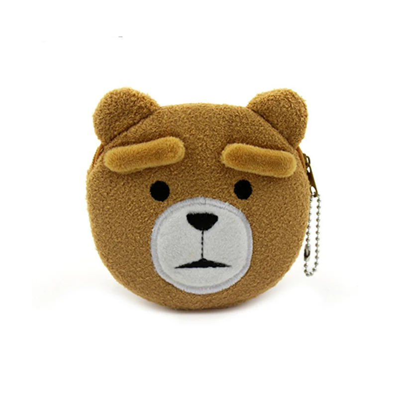 Teddy 11 см* 10 см милый стиль мультфильм сумасшедшие животные молния плюшевый Кошелек для монет Kawaii Дети Портмоне женские кошельки мини сумочка - Цвет: Teddy