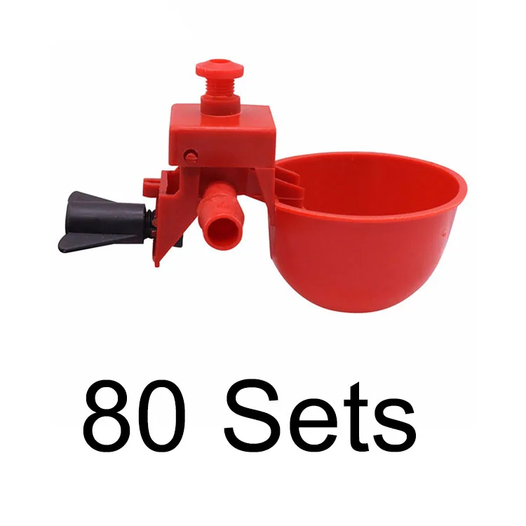 Red 80 Sets 10-100 комплектов куриная Питьевая чашка автопоилка кормушка для цыплят пластиковая поилка для птицы легкая установка - Цвет: Red 80 Sets