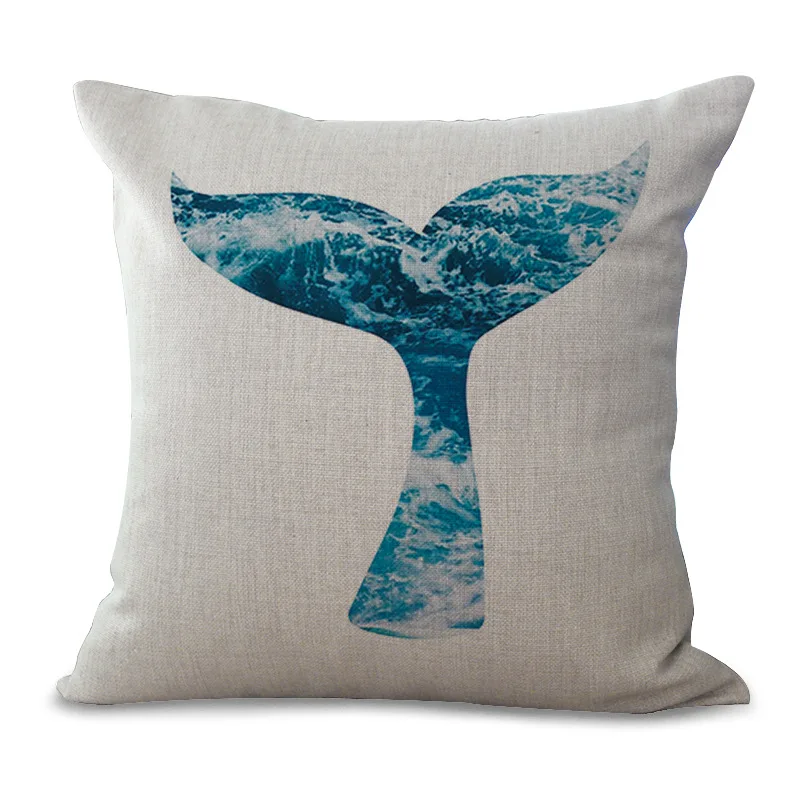 Чехол для подушки из хлопка и льна с рисунком Русалочки квадратный диван