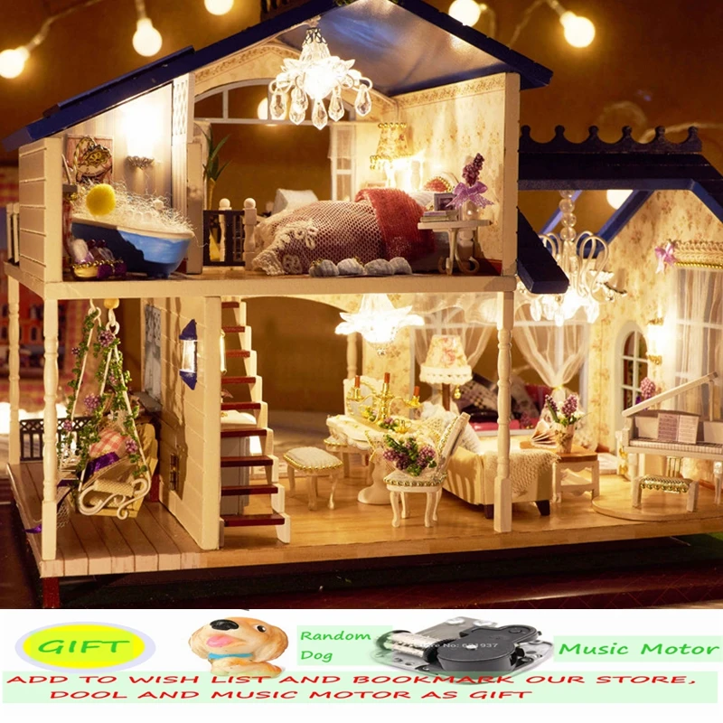 Сборка DIY Kit Миниатюрная модель деревянный большой кукольный дом романтический