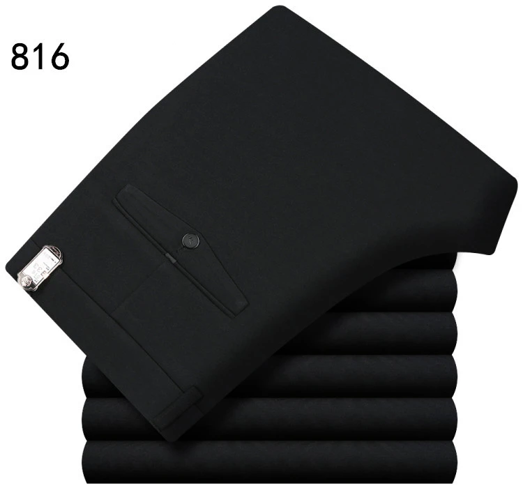 816 black ICPANS черный костюм брюки для мужчин стрейч бизнес мужской костюм брюки классические прямые свадебное платье брюки летние мужские s брюки офис - Цвет: 816 black