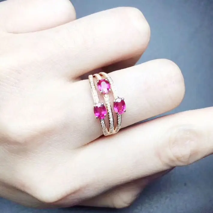Женское кольцо с рубином серебро карат 3 шт.|flower ring|rings free shippingruby ring |