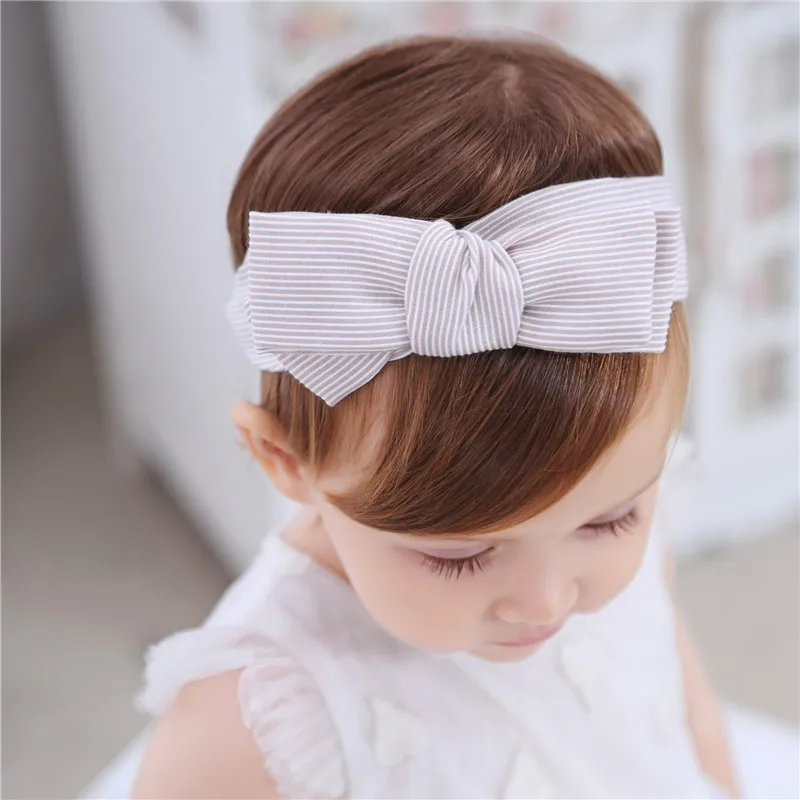 1pc Girl Boys Bow Hair Bands Double Bowknot Headband for kids Cotton Stripe Hairband Headwear Turban Girls Accessories | Детская одежда