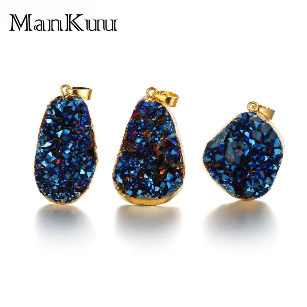 Mankuu нерегулярный натуральный камень подвеска-маятник с золотым покрытием