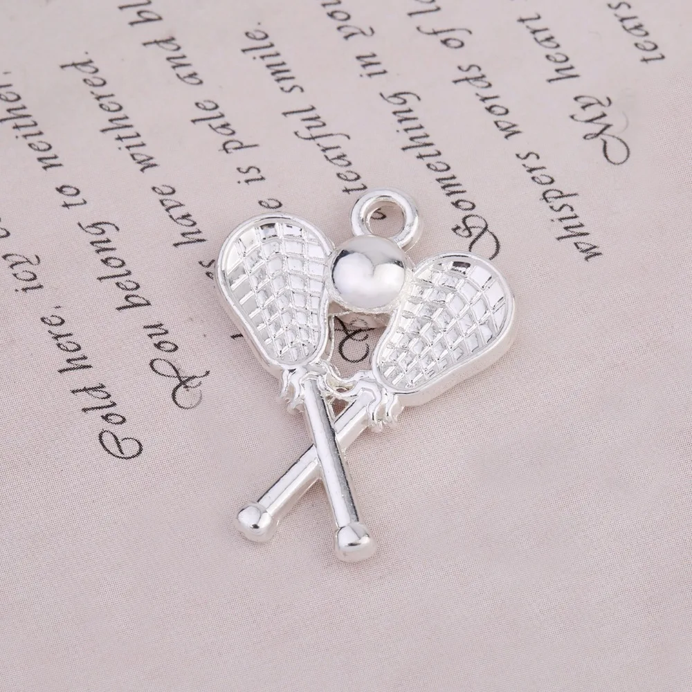 Посеребренная подвеска в форме шара Лакросса 20 штук с прыжковым кольцом для