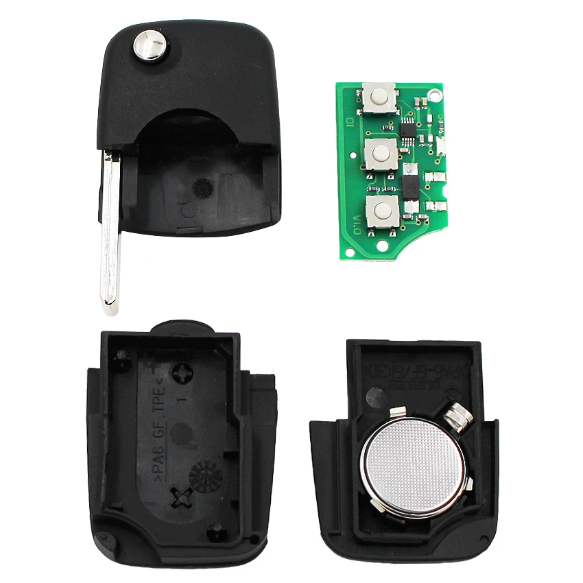 Флип дистанционный брелок 1J0 959 753 A 2 кнопки 433 МГц с чипом ID48 для Volkswagen Bora Golf Beetle Polo Passat для сиденья для Skoda